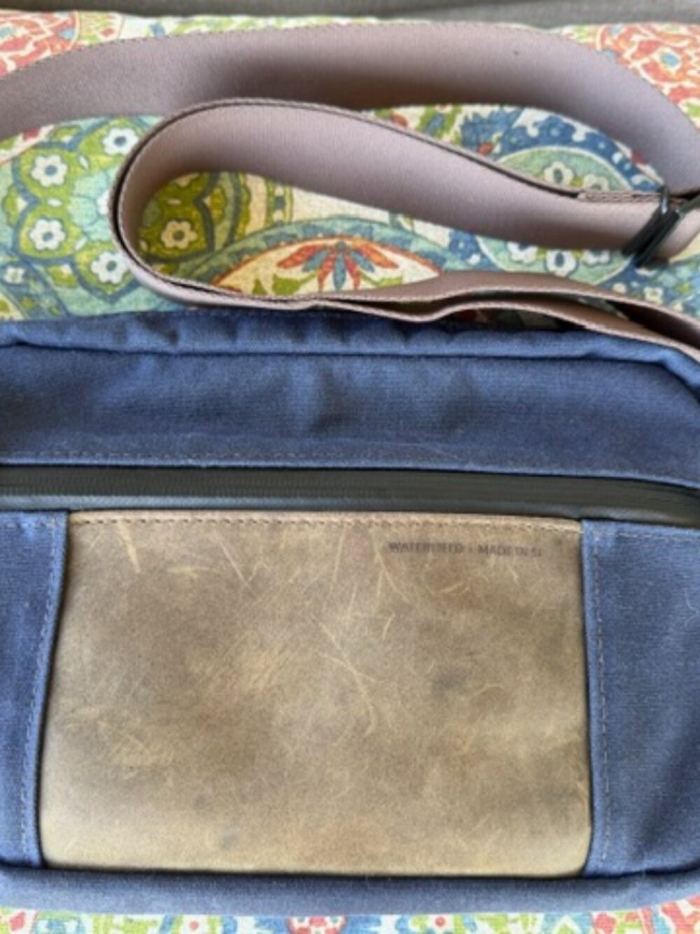Waterfield Designs Shinjuku Crossbody Navy Waxed Canvas & Chocolate Leather!